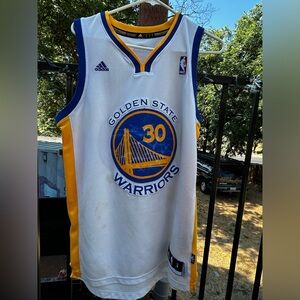Adidas Golden State Warriors White and Blue Jersey with stains